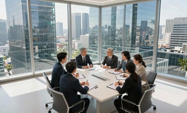 Business team meeting with clients for customer outreach and engagement discussions