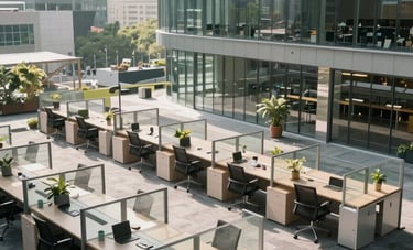 Corporate office space representing ongoing coordination and follow-up activities in business operat