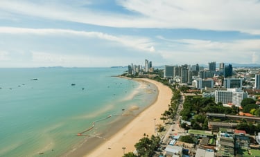 Sea and city view of Pattaya, Thailand.