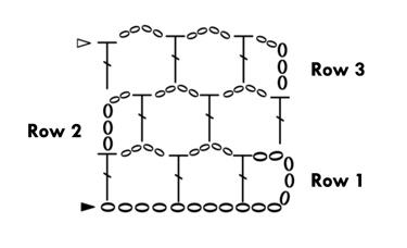 a crochet chart of the honeycomb pattern
