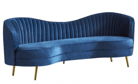 Curved Blue Velvet Sofa - event rental furniture