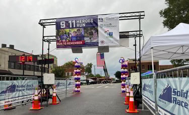 A photo of the starting line of the 9/11 Heroes Run in Downtown Athens, Alabama