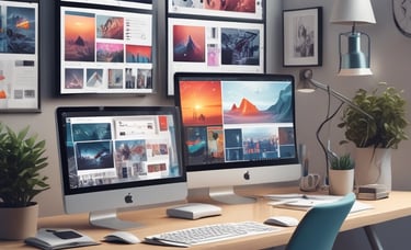 A modern classroom setting with students learning coding and language skills on laptops.