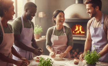 personas disfrutando de un taller para hacer pasteles