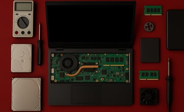 notebook, componentes, peças