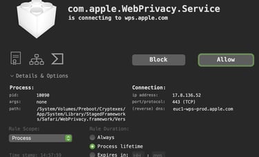 image of an alert for lulu outbound firewall