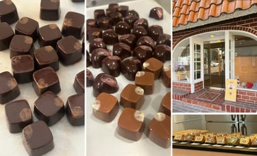 チョコレートと米粉シフォンケーキの店「HIPPO to MOCA」（ヒッポトモカ）のチョコレートとお店外観とシフォンケーキ｜堺市のニュースならサカイタイムズ