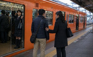 電車ホームで私服警官に呼び止められている男性のイメージ画像|堺市のニュースならサカイタイムズ