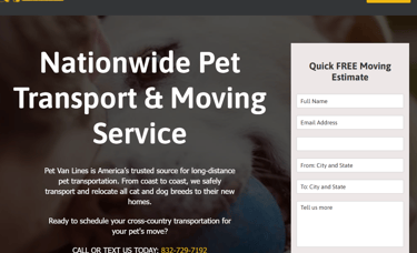 pet van lines pet transport services