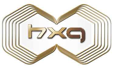 HXG Expo gold hexagonal logo representing technology and innovation exhibition