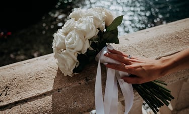 Couple celebrating wedding by the harbor, Dubrovnik wedding