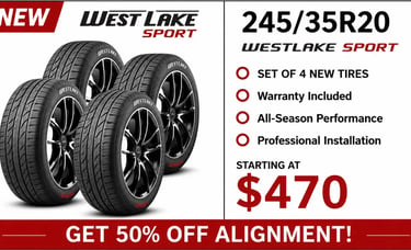 245/35R20 Westlake Sport new tire set available at Fast Tire Shop in Los Angeles. Set of 4 performan