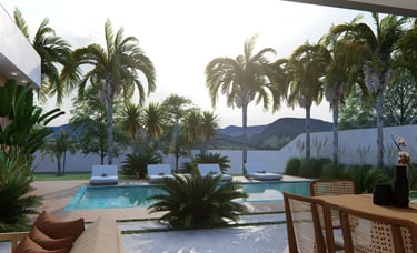 piscina com paisagismo