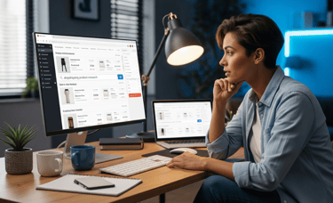 A person doing dropshipping product research.