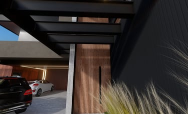 Entrada com porta ripada