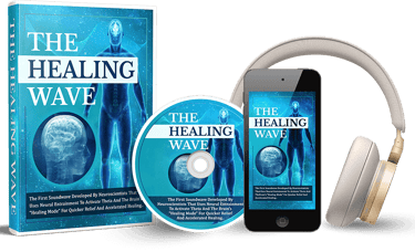 The Healing Wave brainwave entrainment program with headphones, smartphone, and CD.
