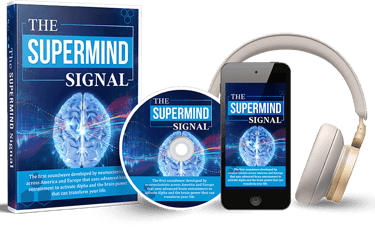 The Supermind Signal digital brain entrainment program with headphones, smartphone, and CD.