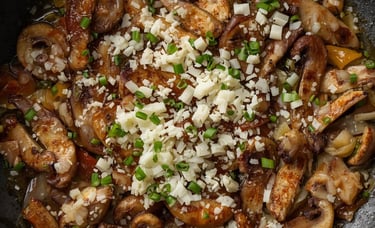 Sauteed mushrooms and cheese