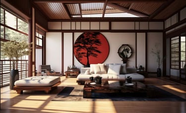 image d'un interieur japonais zen avec table basse 