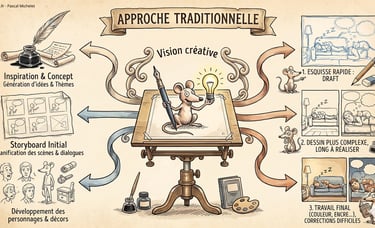 Avec l'approche traditionnelle, il est très difficile de corriger une planche qui a déjà été encrée.