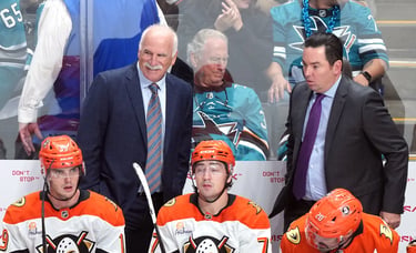 Joel Quenville (Head Coach) and Jay Woodcroft (Assistant Coach) of the Anaheim Ducks during the 2025-26 season