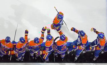 Matt Savoie (Oilers) celebrates a goal at during the game vs. Vancouver Canucks @ Rogers Place on 4/16/26, in Edmonton, AB