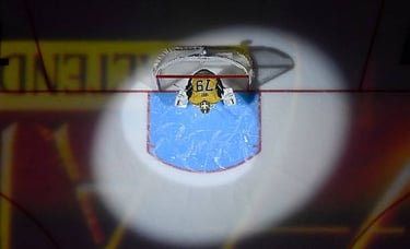Carter Hart, goalie for the Vegas Golden Knights, during game 1 of the NHL playoffs vs. Utah Mammoth (april 19 2026)