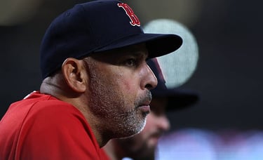 Alex Cora during the Red Sox-Orioles game on April 24, 2026. He was fired shortly after the game.
