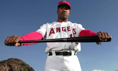 Garrett Anderson of the L.A. Angels poses during Spring Training at Tempe Diablo Stadium on 2.24.05 in Tempe, Arizona