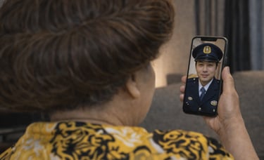 特殊詐欺犯とビデオ通話をしている高齢女性のイメージ画像｜堺市のニュースならサカイタイムズ