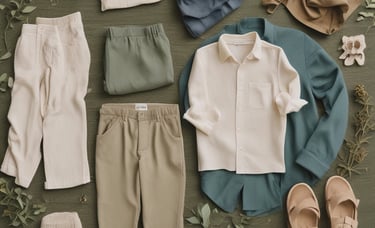 A collection of eco-friendly personal hygiene items is arranged on a soft, white fabric. Included are a wooden brush with natural bristles, a loofah, and other bamboo or wooden accessories, suggesting a focus on sustainability. The scene is softly lit, and a burlap bag is subtly visible in the blurred background.