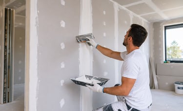 Application de bandes à joints et d’enduits de finition sur plaques de plâtre pour obtenir des surfa