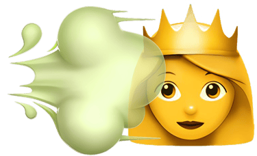 Groene wolk naast prinses emoticon