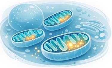 Illustration of mitochondria showing cellular energy production and ageing research