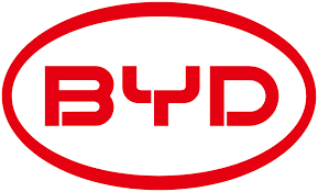Official red BYD logo featuring the brand initials inside an oval for electric vehicle branding.