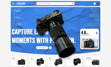 Camera ecommerce store website ui design 