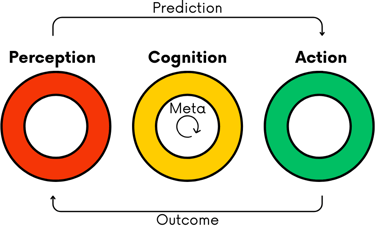 a diagram of the perception-cognition-action-outcome feedback loop