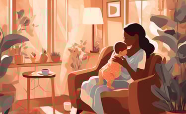 a new mother is resting and holding her baby