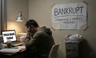 Stressed founder facing pitch deck financial metrics mistakes