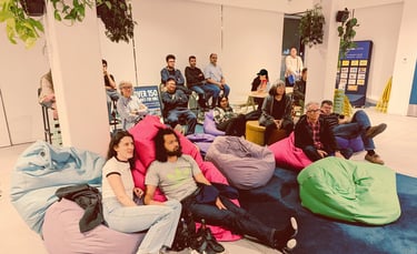 Attendees participating in a post-screening discussion at Auckland International Film Club event.