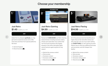 Patreon Tiers Screengrab and link!