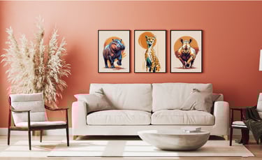 Décoration murale avec des posters de la série Totems d'Afrique Danabelle B Créations