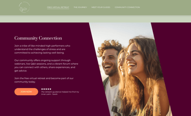 Community Connection sectie waarin het belang van echte verbinding wordt weergegeven, ontworpen door Jasmijn Design 