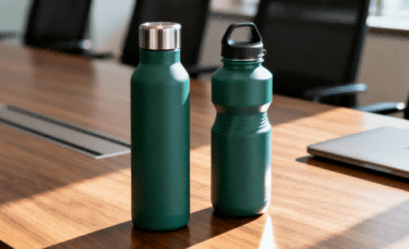 Stainless steel vacuum insulated water bottles with durable emerald green powder coating.
