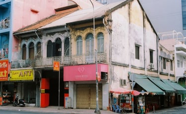 Colonial French architecture houses in Saigon china town