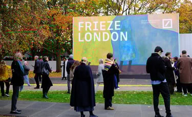 Visitors outside Frieze London 2025 art fair at Regent’s Park.