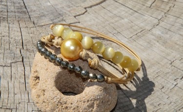 trio de bracelets avec pierres semi précieuses et perles des philippines 