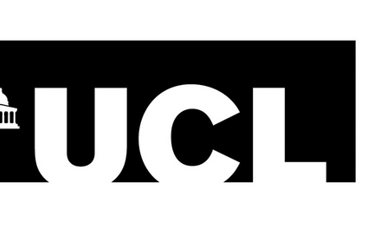 University College London minimalist black and white graphic with a building icon