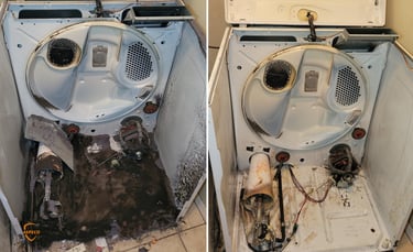 Maytag dryer maintenance lint fire hazard burning smell Whittier California