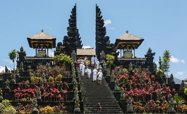 Besakih Temple, the Mother Temple of Bali, with Mount Agung towering in the background